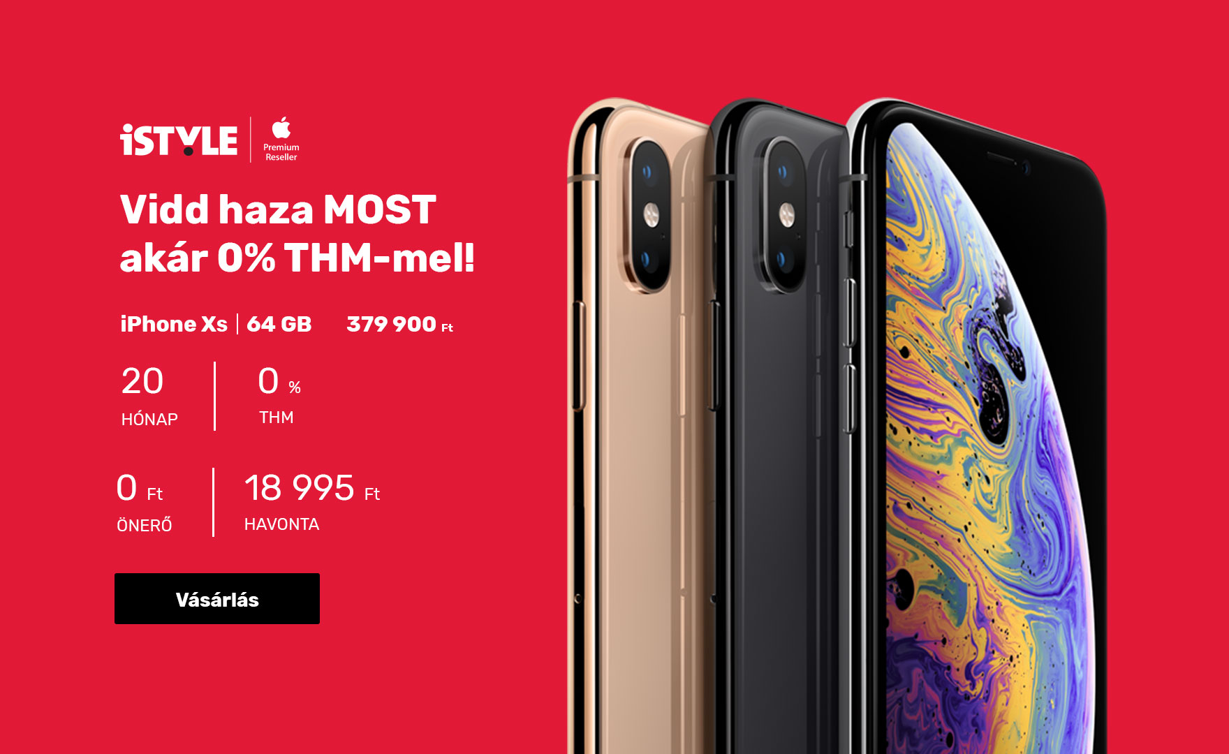 iPhone XS akár 0 Ft önrésszel és 0% THM-mel